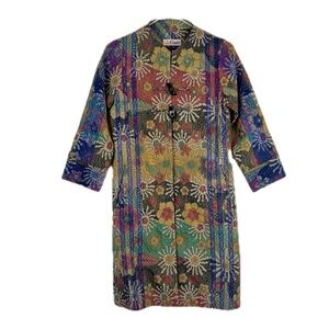 Batik Rendy Floral Patchwork Artisan Boho Jacket Coat Size Small